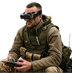 Оператор тренируется в FPV-очках